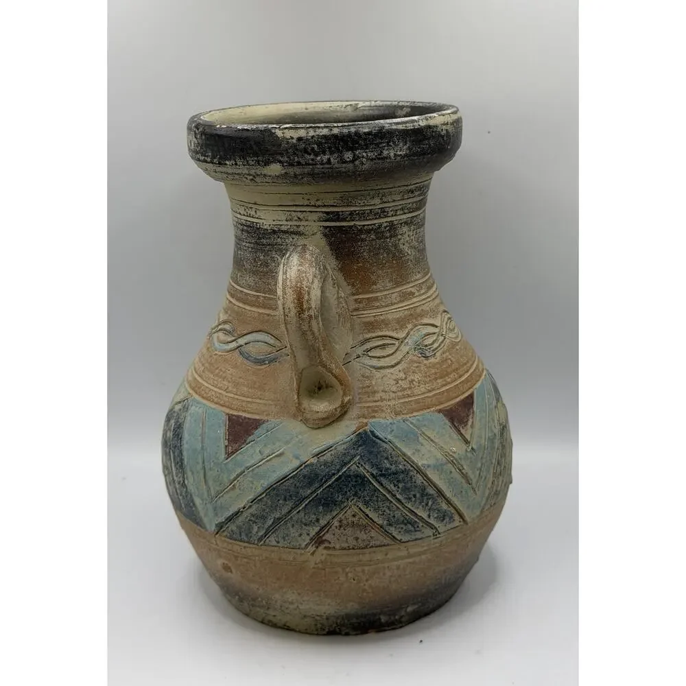 Vintage Olla Vase Hand Thrown Studio Pottery Sgraffito Southwestern